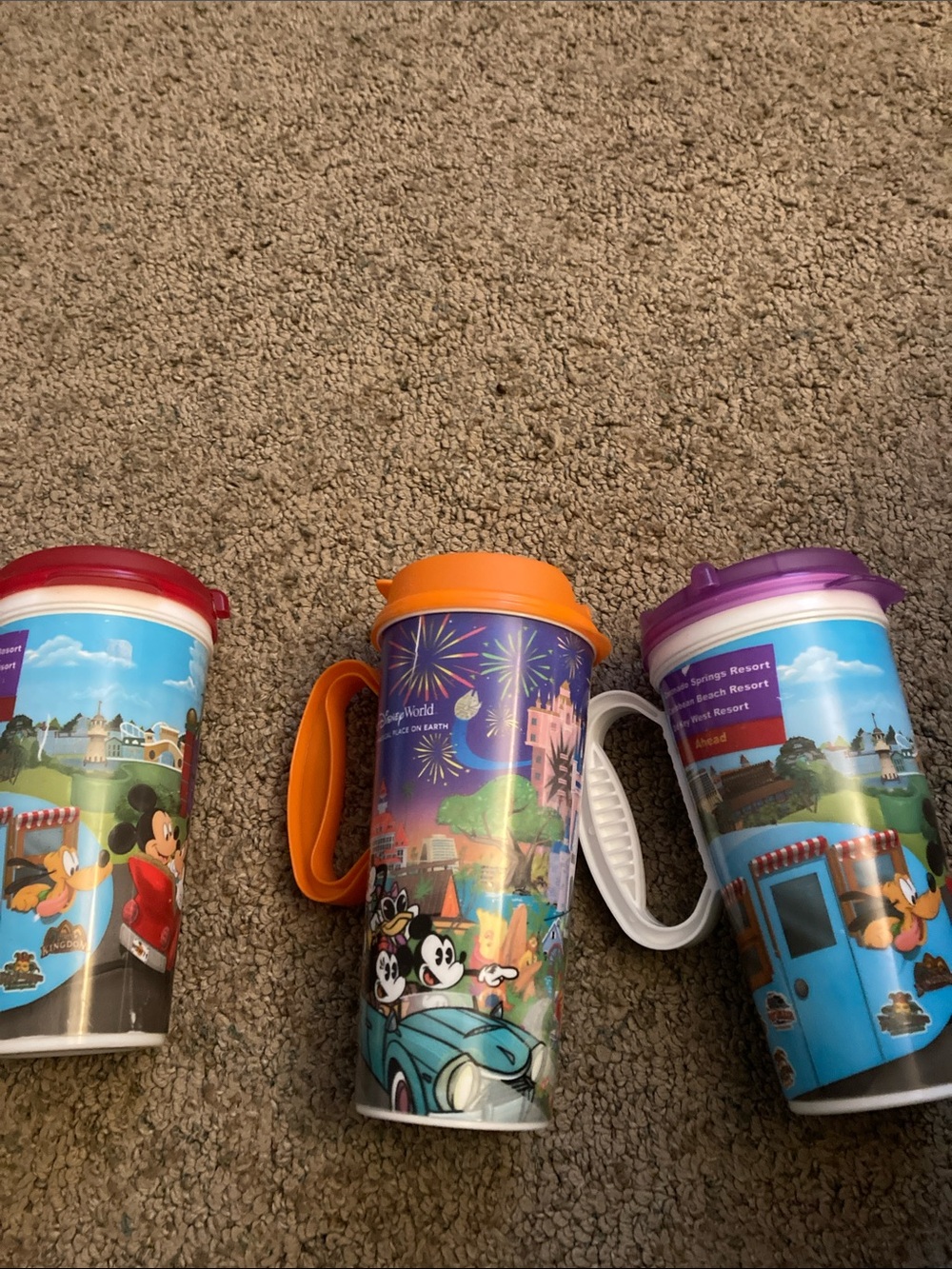Travel Mug with Handle - Orange, Purple, Red Lid Options